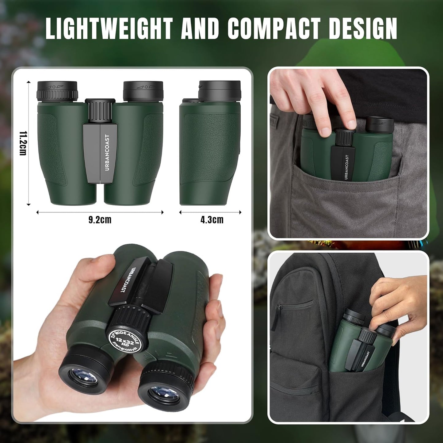 12x32 Compact Binoculars for Adults and Kids - High Powered Lightweight Small Binoculars with Large View - Super Bright Waterproof Binocular for Bird Watching Travel Cruise Ship Hiking Sports Concert
