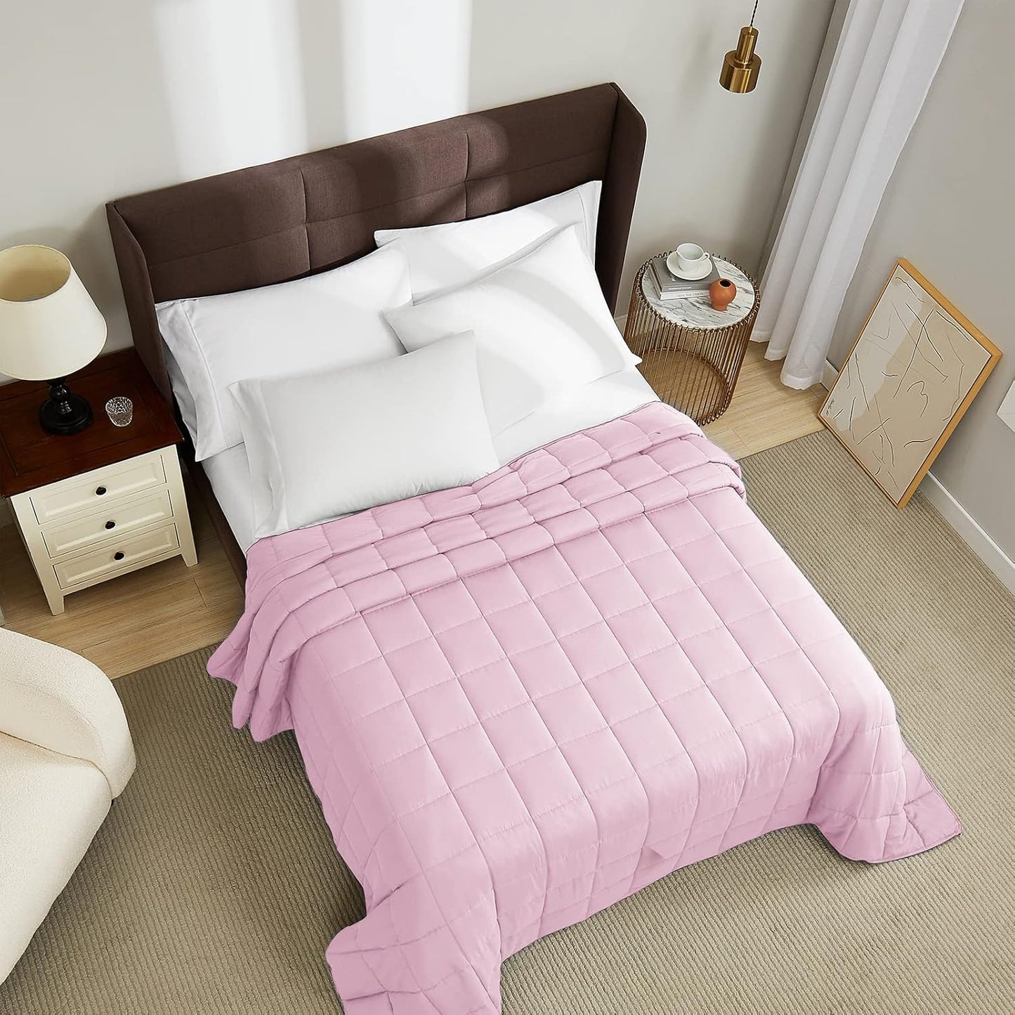 L'AGRATY Weighted Blanket - 88"x104" 20lbs Cooling Breathable Heavy Blanket Microfiber Material with Glass Beads for Adult All-Season Summer Fall Winter Soft Thick Comfort