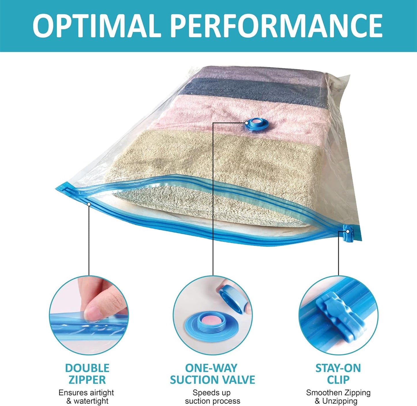 Vacuum Storage Bags, 10 Jumbo Space Saver Bags with Pump, Space Bags, Vacuum Sealer Bags for Clothes, Comforters, Blankets, Bedding