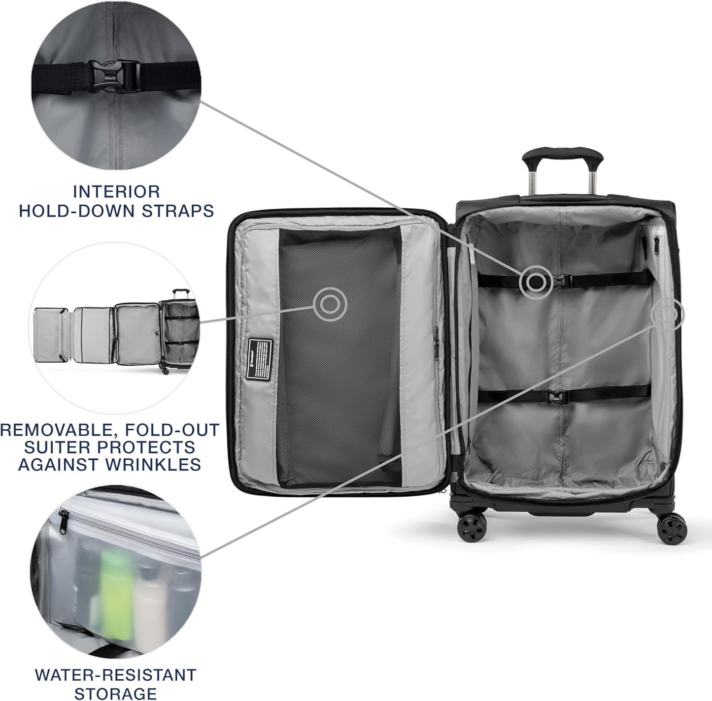 Travelpro Crew Classic Lightweight Softside Expandable Checked Luggage, 8 Wheel Spinner Suitcase, TSA Lock, Men and Women, Checked Medium 25-Inch, Black