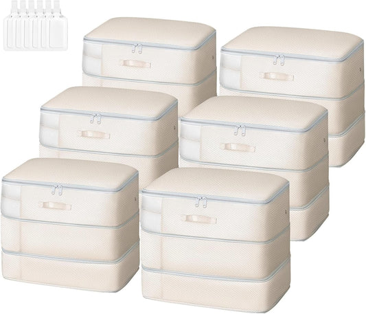 DIMJ Comforter Storage Bag - 110L Ultra Space Saving Self Compression Organize 6 Pack for Duvet, Pillow, Bedding, Blanket Storage Organizer Nylon Compression Bags