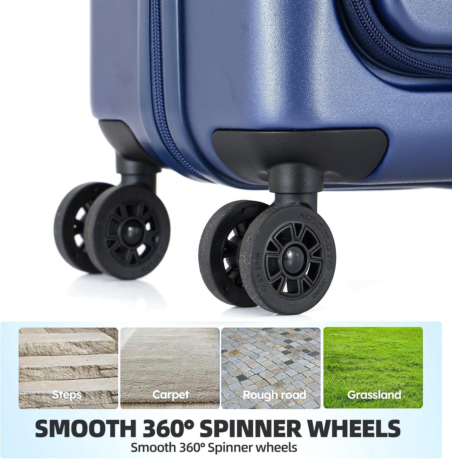 29 Inch Luggage, Top Opening Airline Approved ABS+PC Hard Shell Suitcases with Silent Wheels, TSA Lock,Front Pocket and Wet-dry Separated Six-piece Set (Dark Blue, 29 Inch)