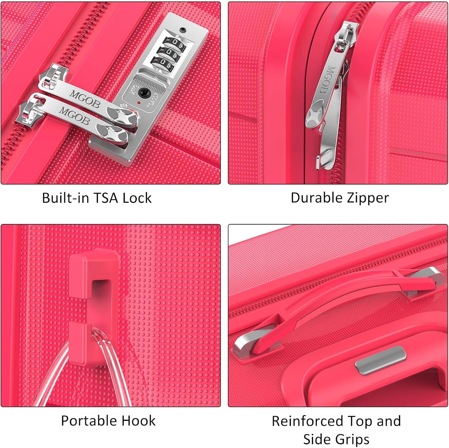 28 Inch Luggage with Spinner Wheels, Large Hard Shell Suitcase, Lightweight PP Luggages with TSA Lock, Checked-Large Suitcases 28-Inch, Red