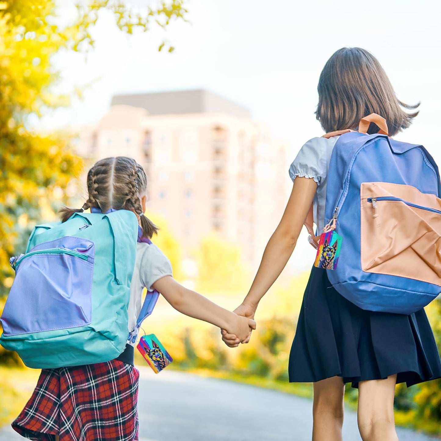 2 Pack Luggage Tag for Suitcase,Art German Shepherd Dog Leather Bag Tags Identifiers Privacy Cover ID Label with Durable Steel Loop for Women Men Kids Girls Travel