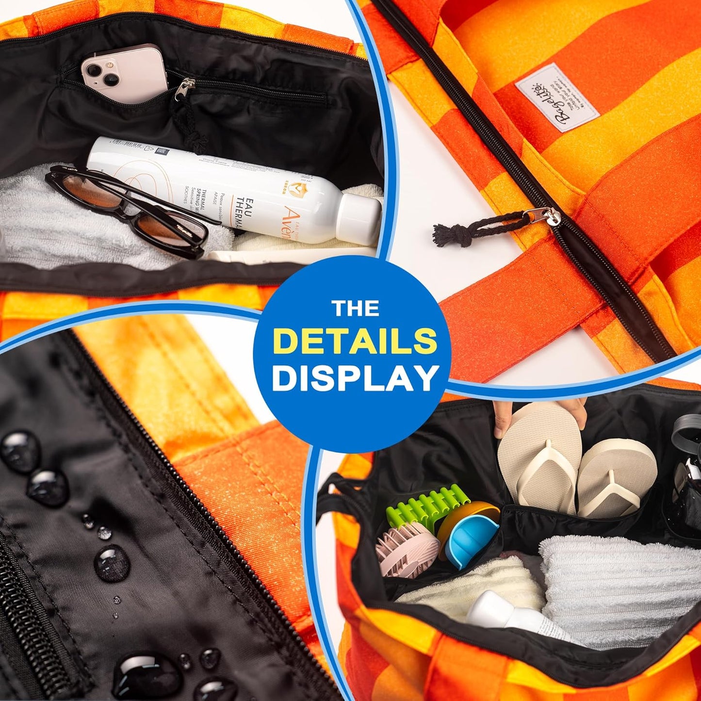 Beach Bags Waterproof Sandproof, XL Large Pool Tote Bag for Women