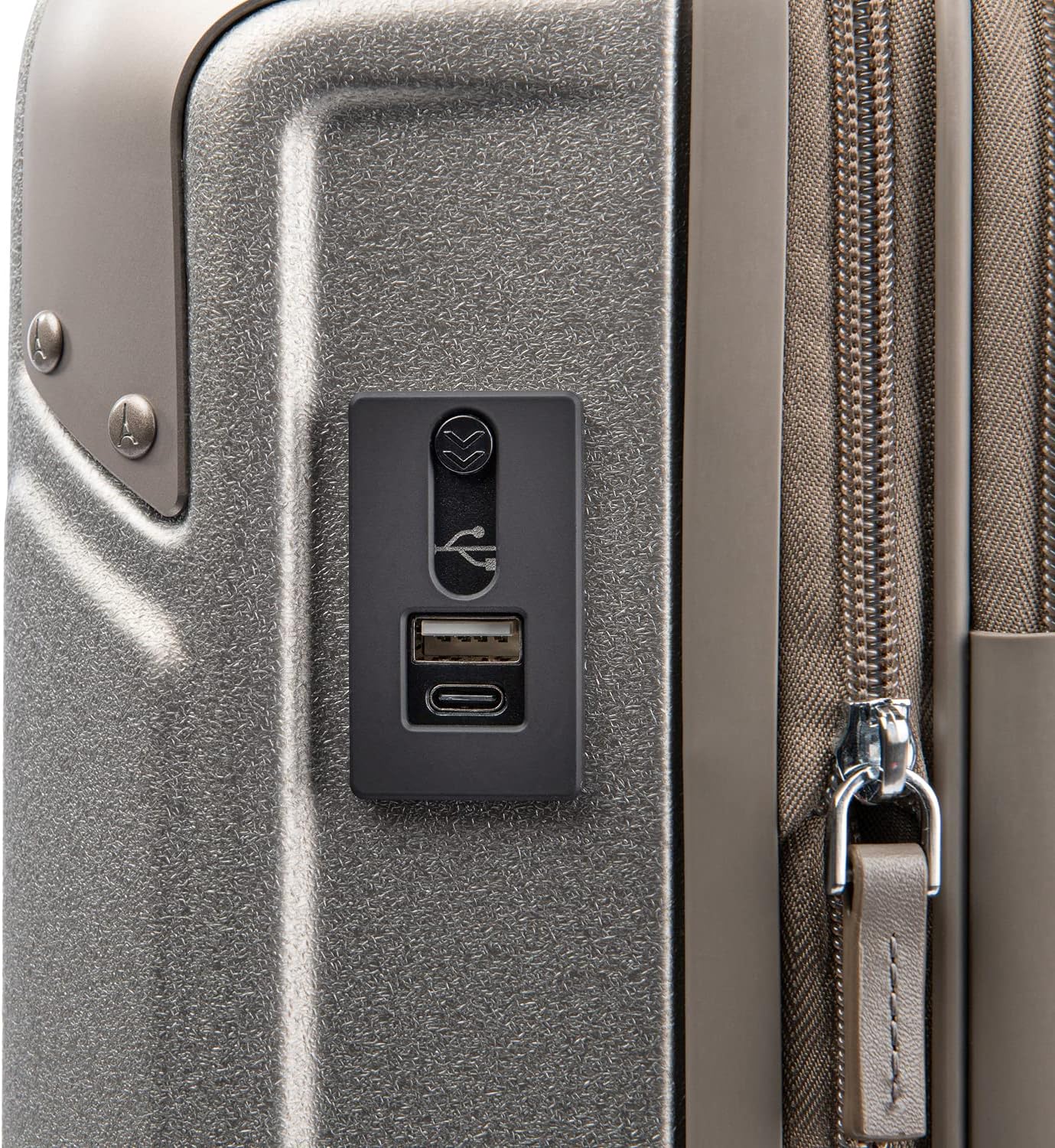 Travelpro Platinum Elite Hardside Expandable Carry on Luggage, 8 Wheel Spinner, TSA Lock, Hard Shell Polycarbonate Suitcase, Metallic Sand, Carry on 21-Inch