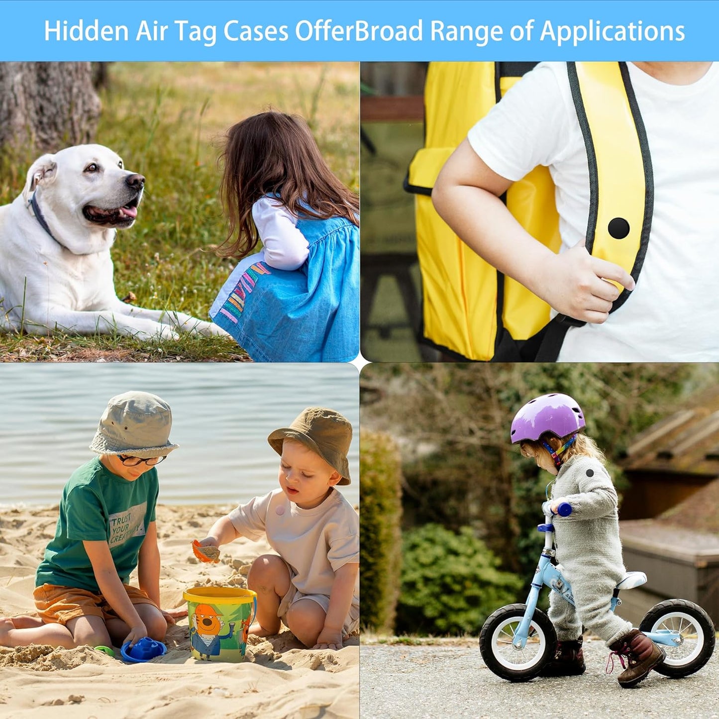 Waterproof AirTag Holder for Kids[Discreet] - 2-Pack Mini Silicone Air Tag Cover with Invisible Pin,GPS Tracker Case for Children, Elderly, Clothes, Backpack, Luggage (Dark Blue,Pink)