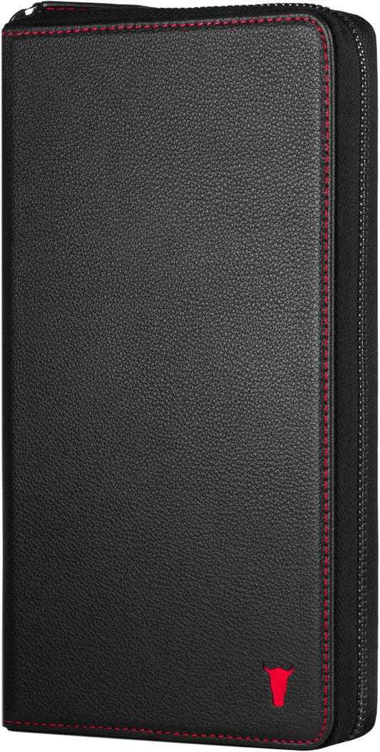 TORRO Premium Leather Family Travel Wallet, RFID Blocking Travel Organizer, Family Passport Holder for 4 Passports, Travel Documents and Cards (Black)