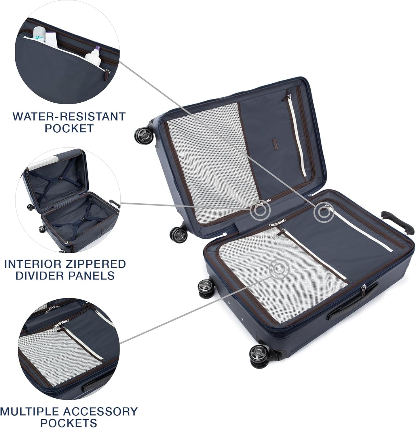 Travelpro Platinum Elite Hardside Expandable Checked Luggage, 8 Wheel Spinner, TSA Lock, Hard Shell Polycarbonate Suitcase, True Navy Blue, Checked Medium 25-Inch