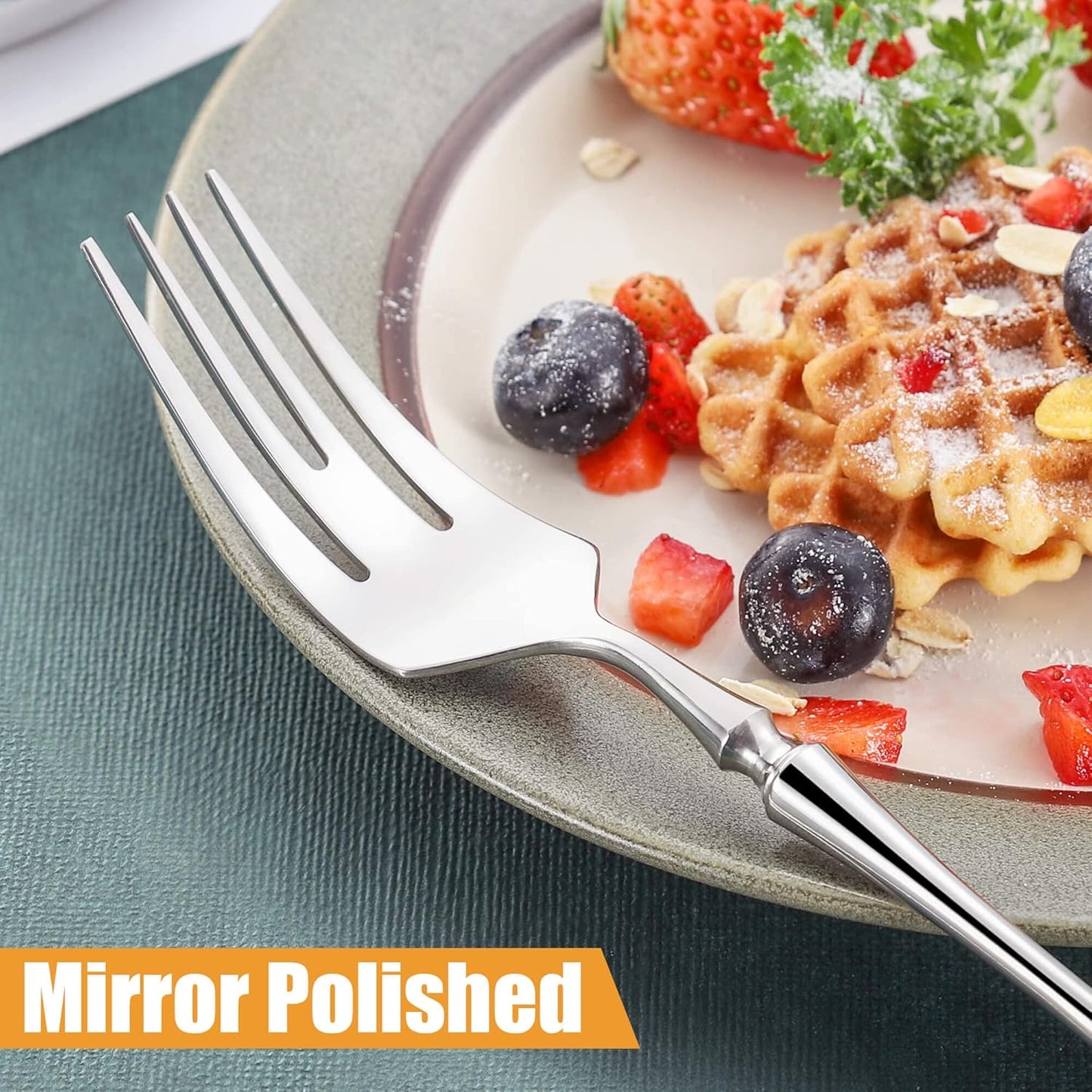 20-Piece Silverware Set for 4,Modern 18/10 Stainless Steel Flatware Set,Unique Rustic Cutlery Utensils Set,Spoon and Fork Set for Home, Restaurant,Wedding,Mirror Polished,Dishwasher Safe