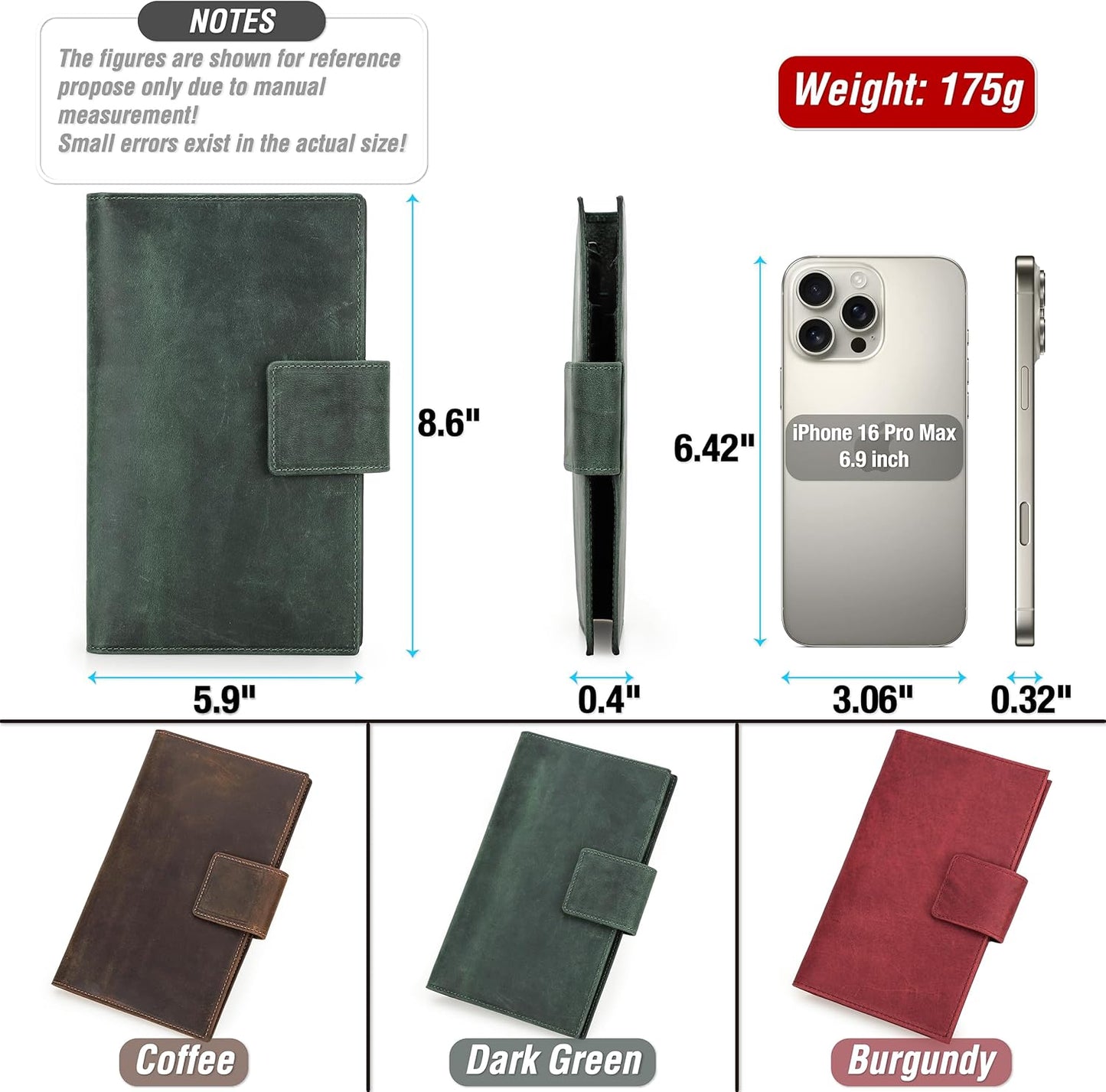 Top Grain Leather Travel Passport Wallet Holder for Man & Woman, Snap Button Design for 4 Passports & Multi Cards, RFID Blocking Large Capacity for Passports/Cards/Checks/Bills, Burgundy