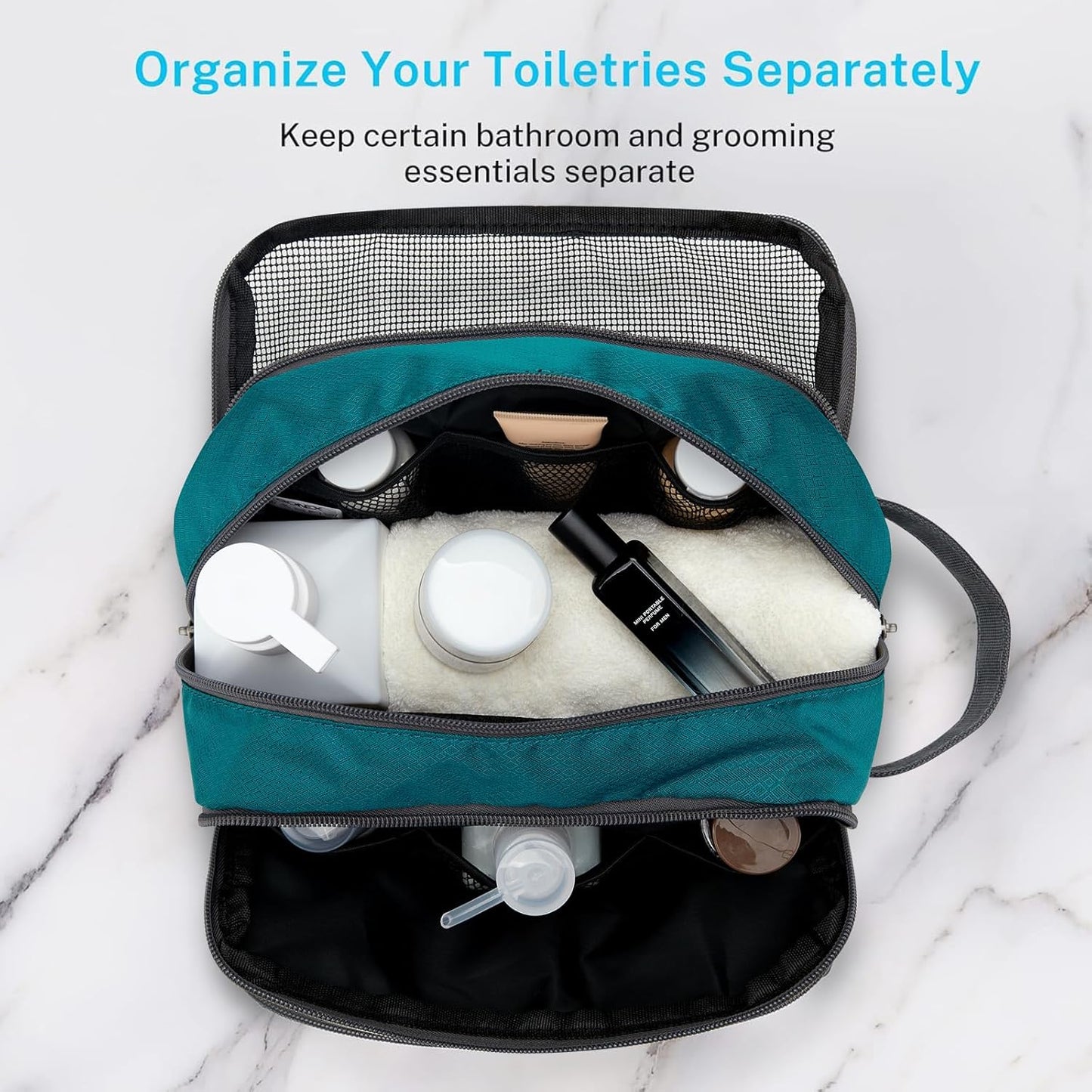 Gonex Travel Toiletry Bag Nylon, Dopp Kit Shaving Bag Toiletry Organizer Peacock Green