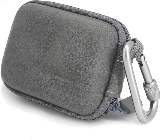 FiTSTILL Grey PU Mini Carrying Case for Go Pro Hero 12/11/10/9/8/7/(2018)/6/5 Black,Hard Shell Travel Storage Case for DJI Osmo Action,AKASO,Campark,YI Action Camera and More