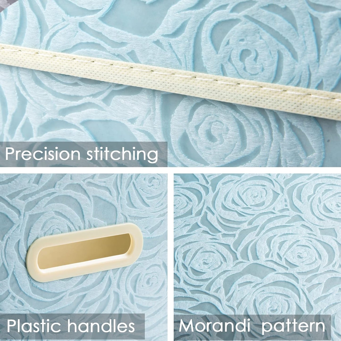 PRANDOM Stackable Storage Cubes with Lids [5-Pack] Fabric Decorative Storage Box Bins Organizer Containers Baskets with Cover Handles Divider for Bedroom Closet Living Room Blue 14.9x9.8x9.8 Inch