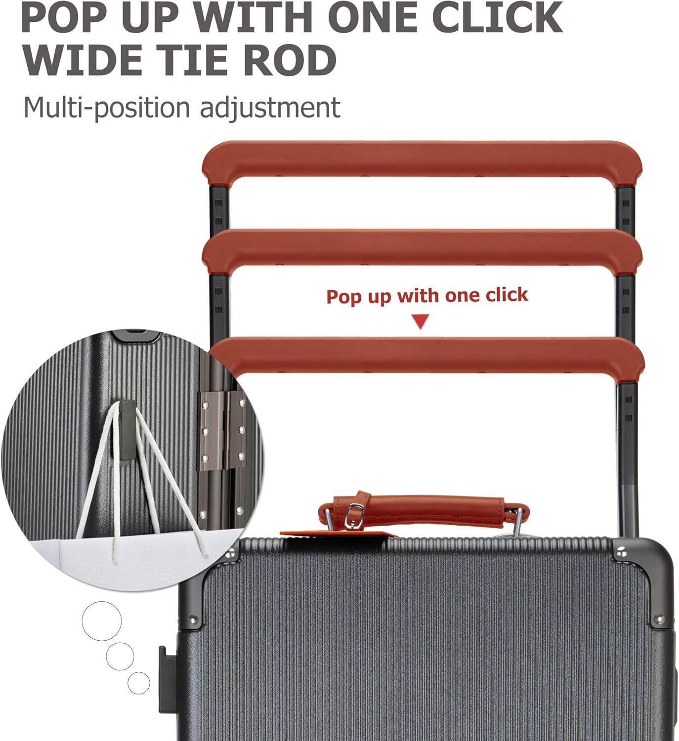 feilario 20'' Aluminum Frame Wide Handle PC Hardside Carry On Luggage - Double Spinner Wheels Luxury Rolling Travel Suitcase with TSA Lock & Cup Holder