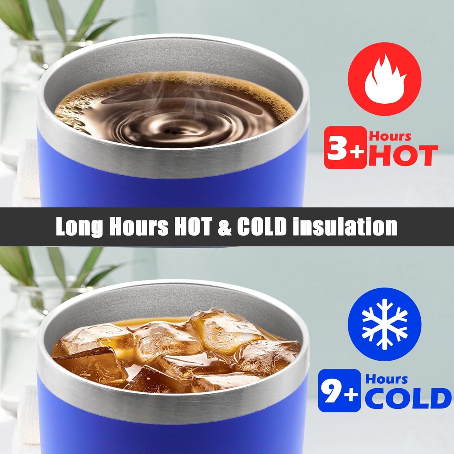 20 oz Tumbler Coffee Tavel Tumblers Bulk with Lid Stainless Steel Double Wall Vacuum Insulated Mug Powder Coated Cups fit Car Cupholder for Hot and Cold - Dark Blue, 1Pack