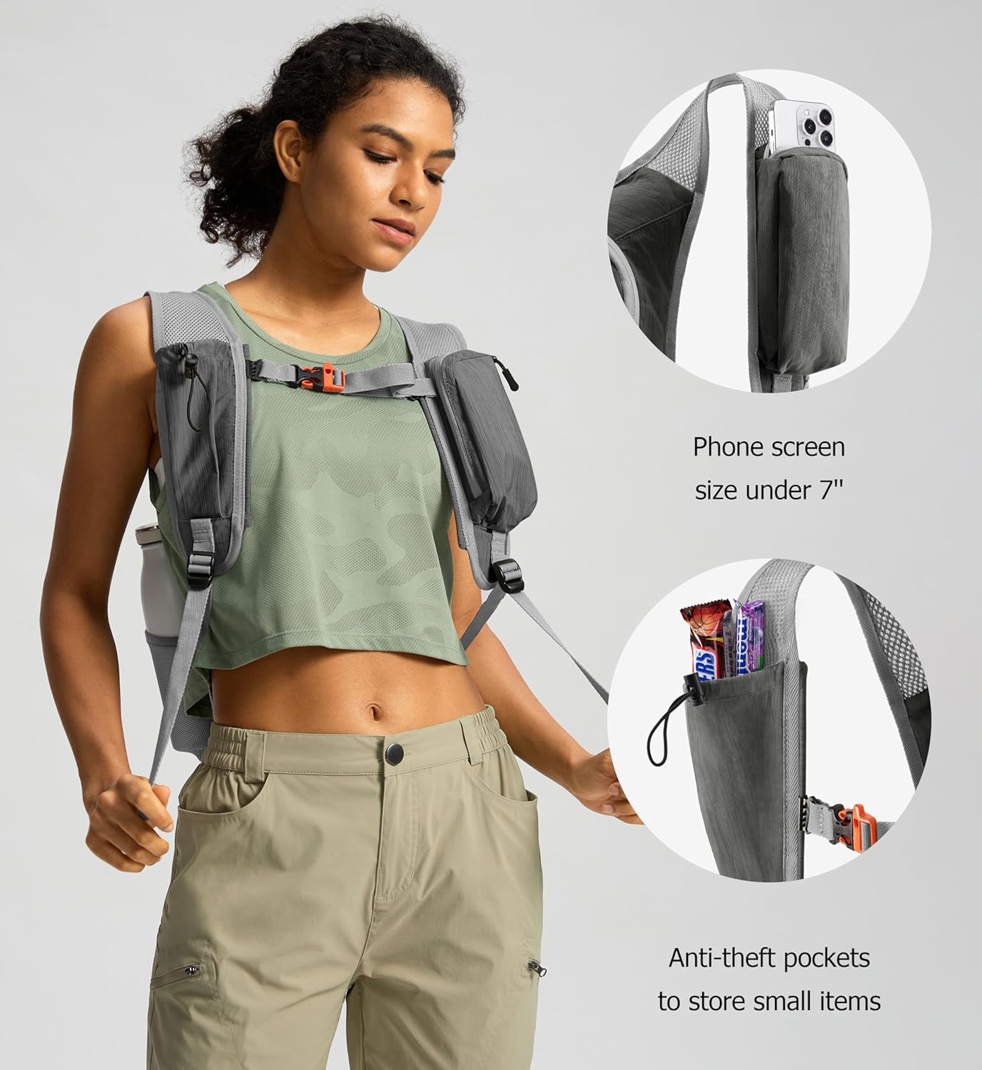 10L Small Hiking Backpack Travel Daypack Lightweight Packable Back Pack for Women Men(Iron Grey)