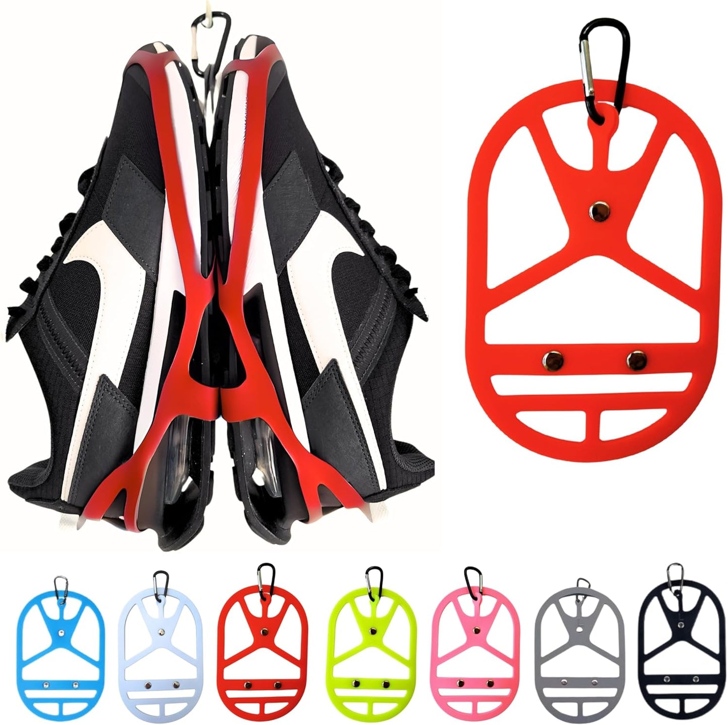 Shoe Holster For Backpack with Clip Hanger. Footwear Holder with Clip for Sneakers, Cleats, Bowling, Soccer, Basket, Football. For Travel, Outdoors, Sports & Space Saving