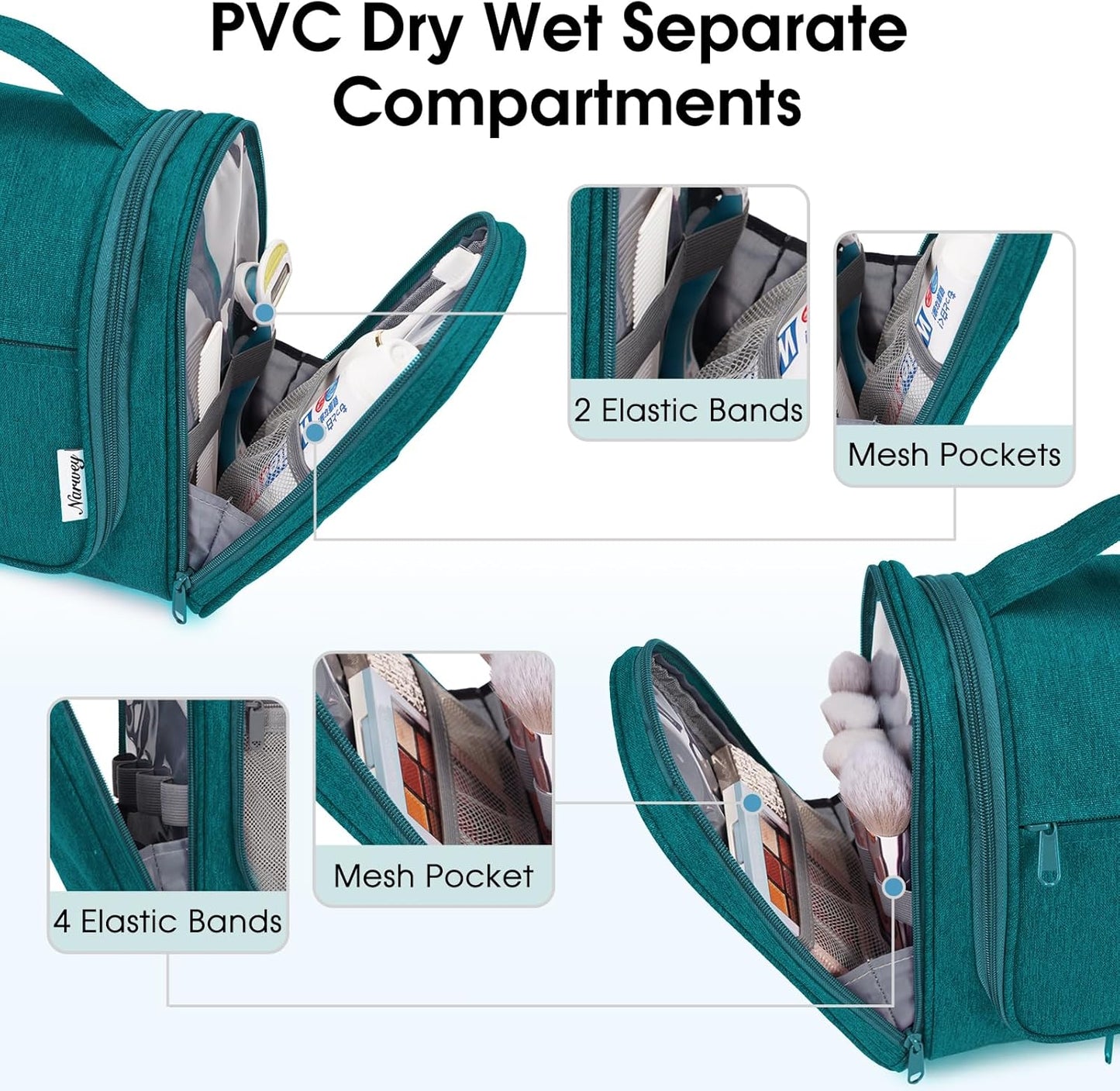 Narwey Hanging Toiletry Bag for Women Travel Makeup Bag Organizer Toiletries Bag for Cosmetics Essentials Accessories