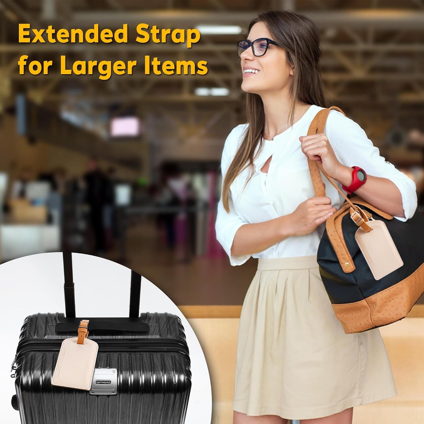 3 Pack Luggage Tags for Suitcases, TSA Approved Bag Tags, Baggage Tags with Privacy Protection, Travel Essentials Luggage Accessories, Ivory & Brown