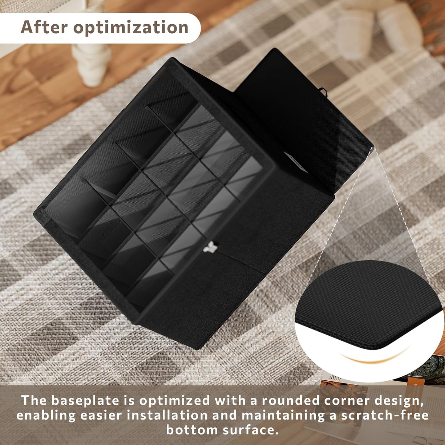 Shoe Organizer for Closet, 2 Pack Sturdy Shoe Storage Bins with Clear Cover, Fits 16-32 Pairs, Foldable Shoe Storage Box with Reinforced Handles (Black, 19.7 * 15.7 * 12.6in)