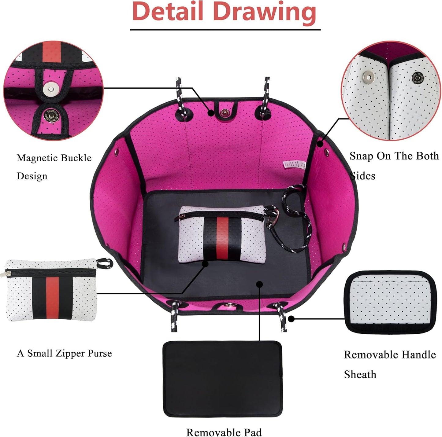 QOGiR Neoprene Multipurpose Beach Bag Tote with Inner Zipper Pocket … … … …