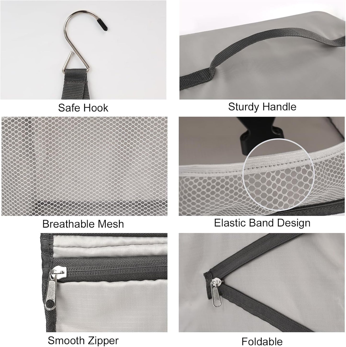 TABITORA Travel Portable Hanging Shelves Closet Organizer Packing Luggage Storage with Multifunctional and Foldable Invisible Compartment,Lightweight, for Suitcase, RV,Closet…lightgrey,XXL