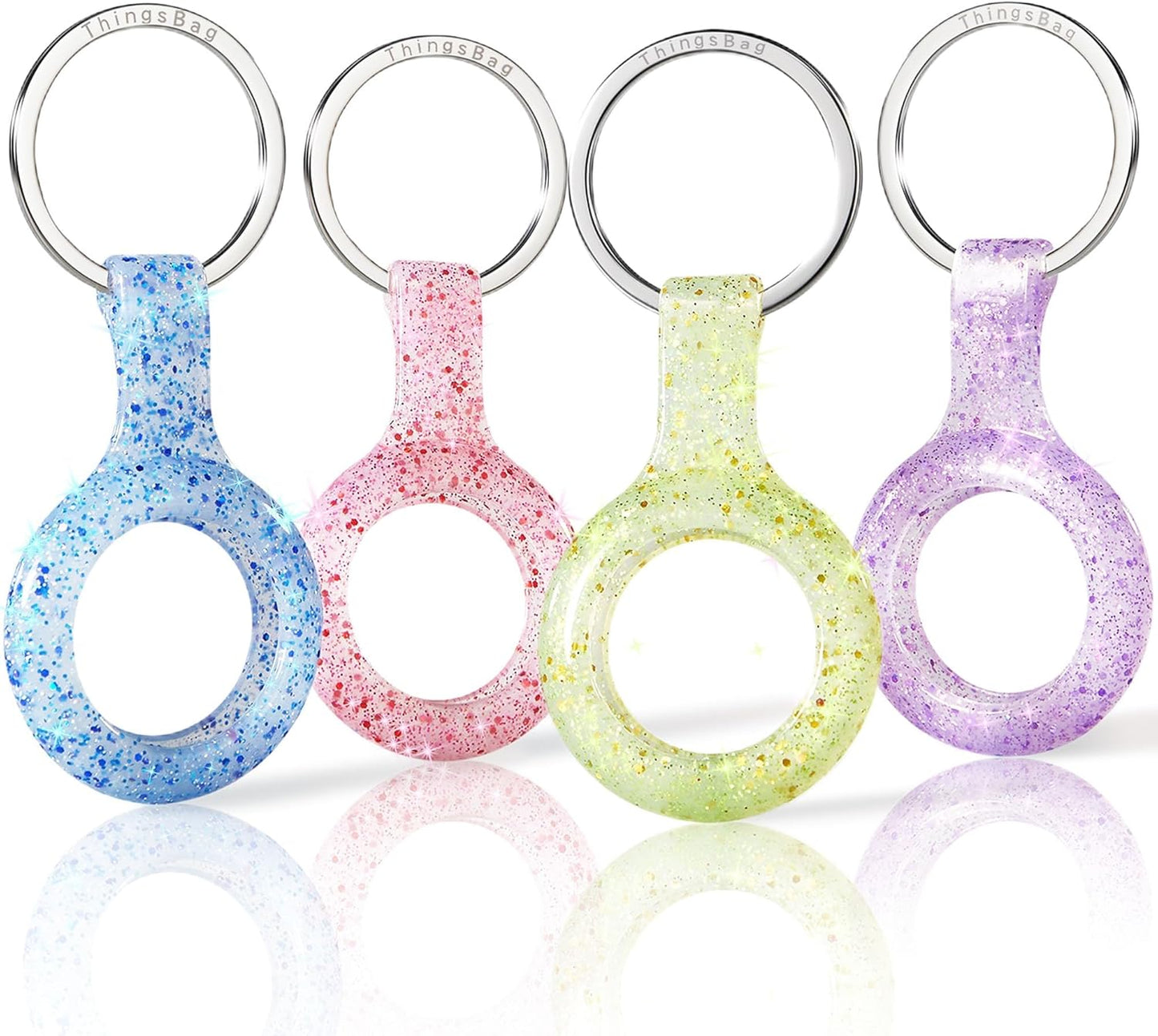 ThingsBag Apple AirTags 4 Pack Case Keychain Silicone Apple Air Tags Holder Item Finders Accessories Comes with Metal Snap Airtags Keyring Case 4 Pack