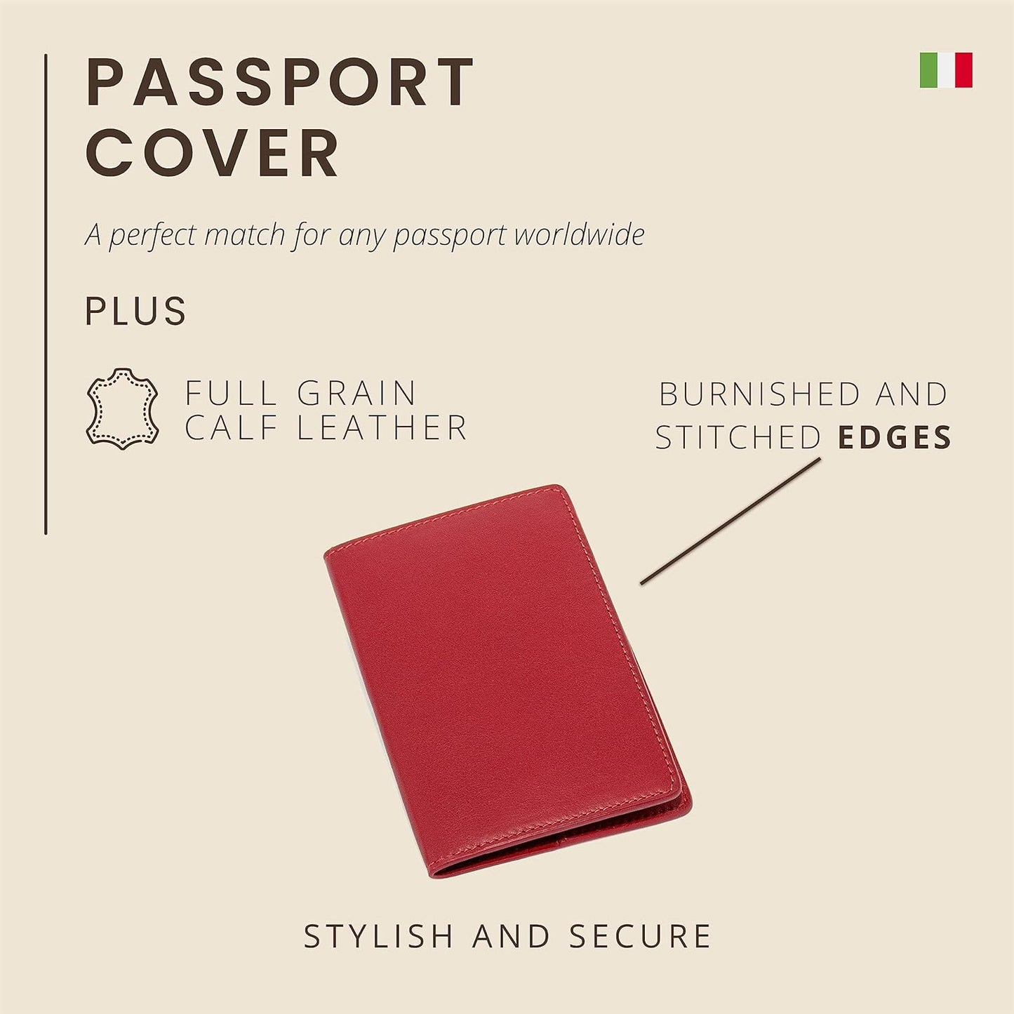 Maruse Italian Leather Passport Cover for Men and Women, Handmade in Italy
