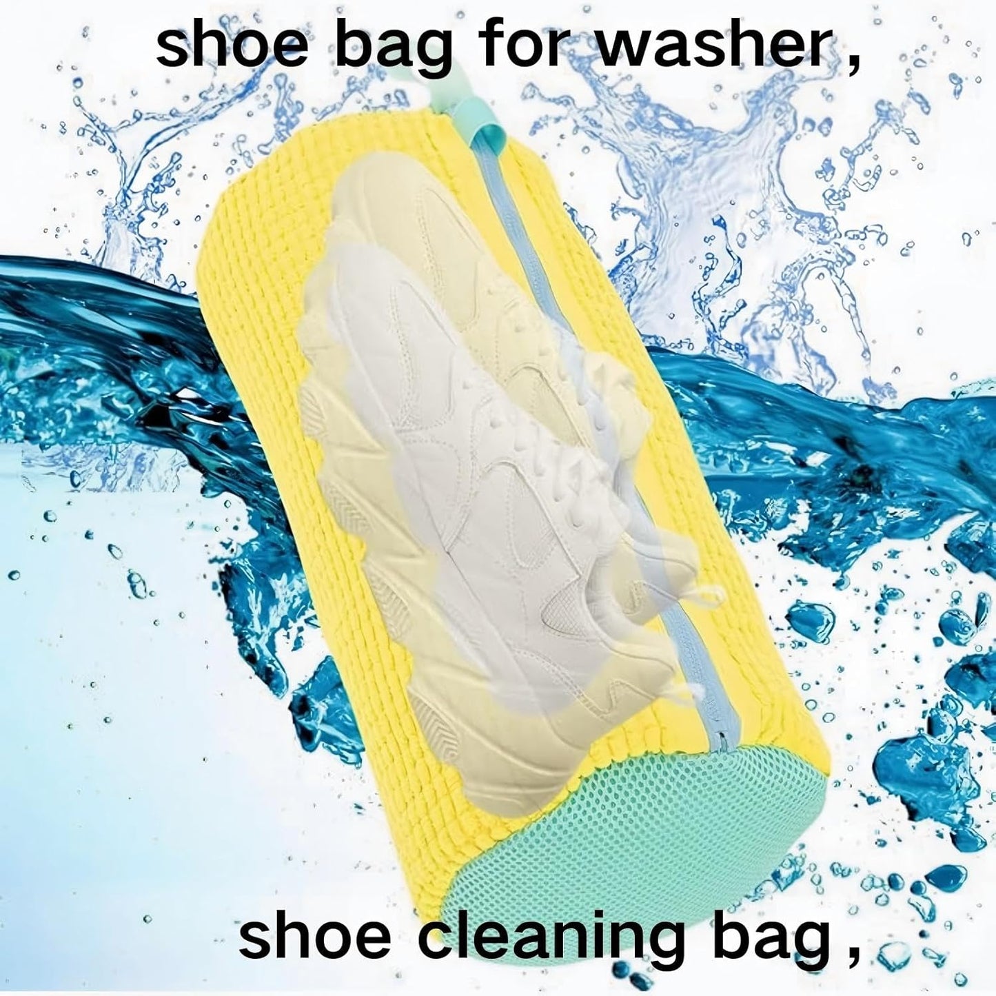 mcdhhemoShoe Washing Machine Bag, Sneaker Laundry Shoe Bag for Washer and Dryer, Durable Mesh Laundry Bags for Delicates Shoes Washing Bag with Side Zip, Reusable Shoe Bag for Gym Shoes(Yellow） (1)