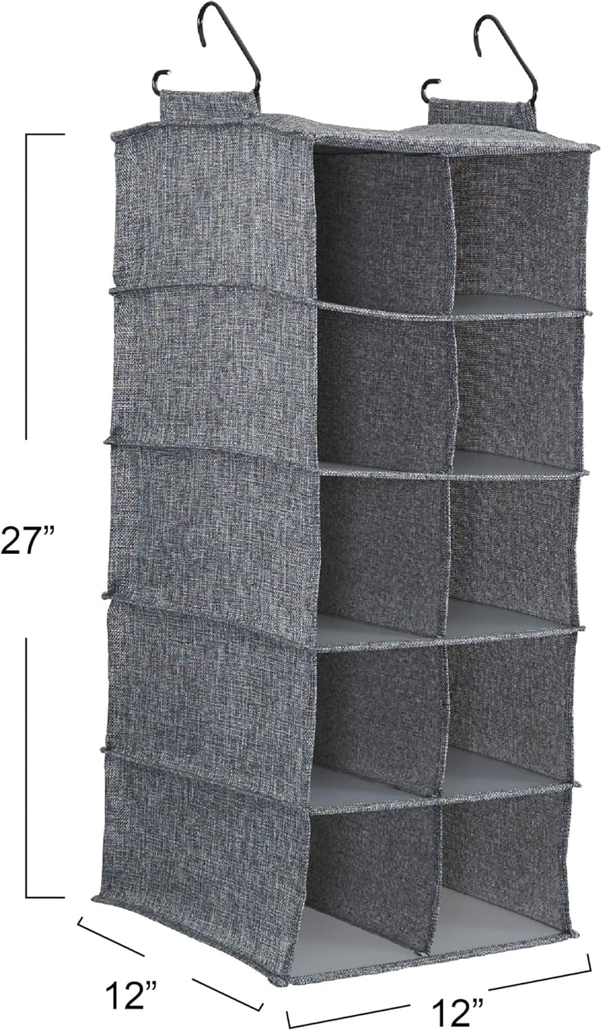 Household Essentials 10 Pocket Hanging Shoe Closet Organizer with Hooks