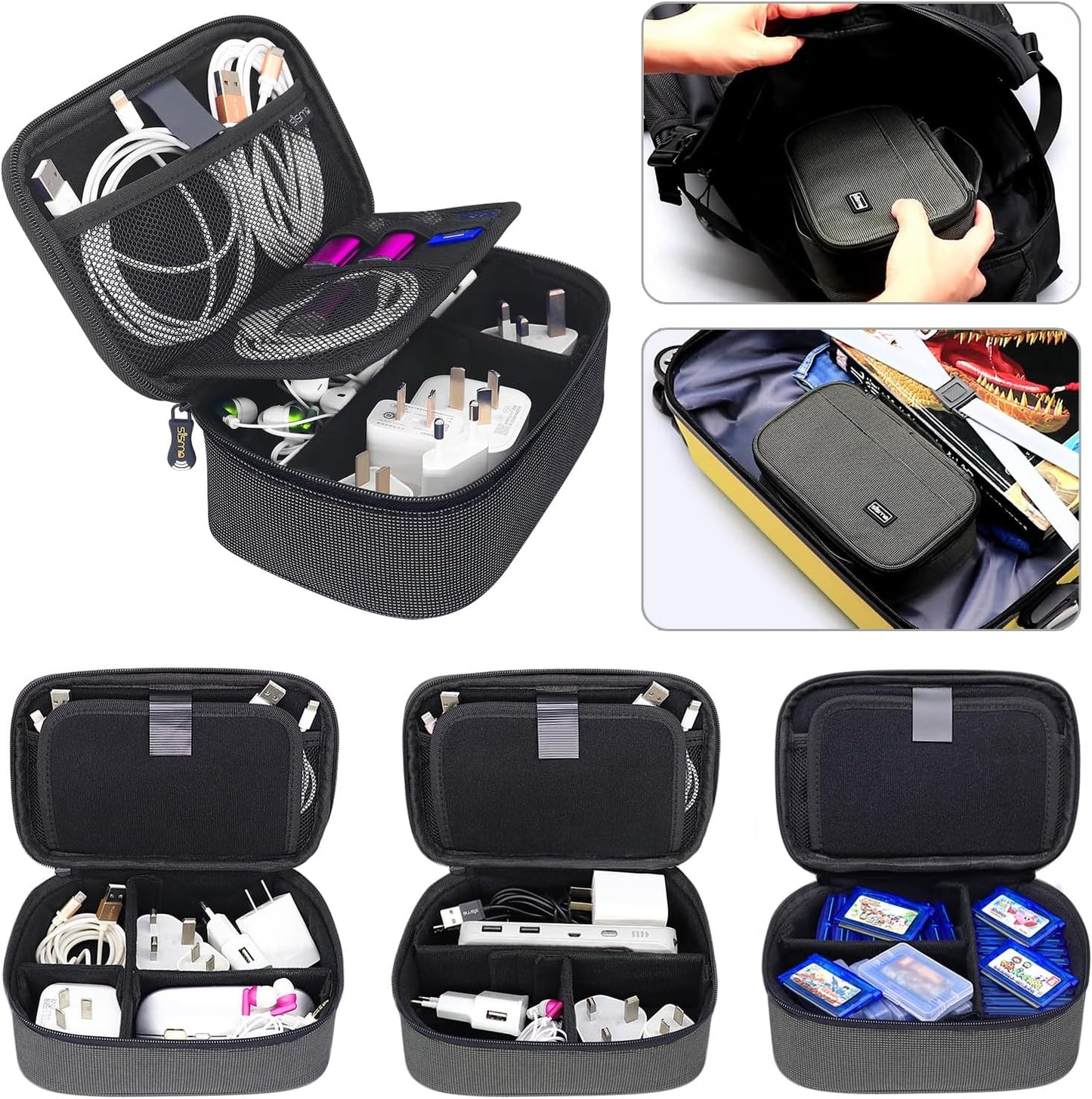 sisma Travel Electronics Organizer Tech Accessories Case Small Carrying Bag for Charging Cables Phone Chargers USB Plugs Power Cords Earbuds Adapter - Special Edition