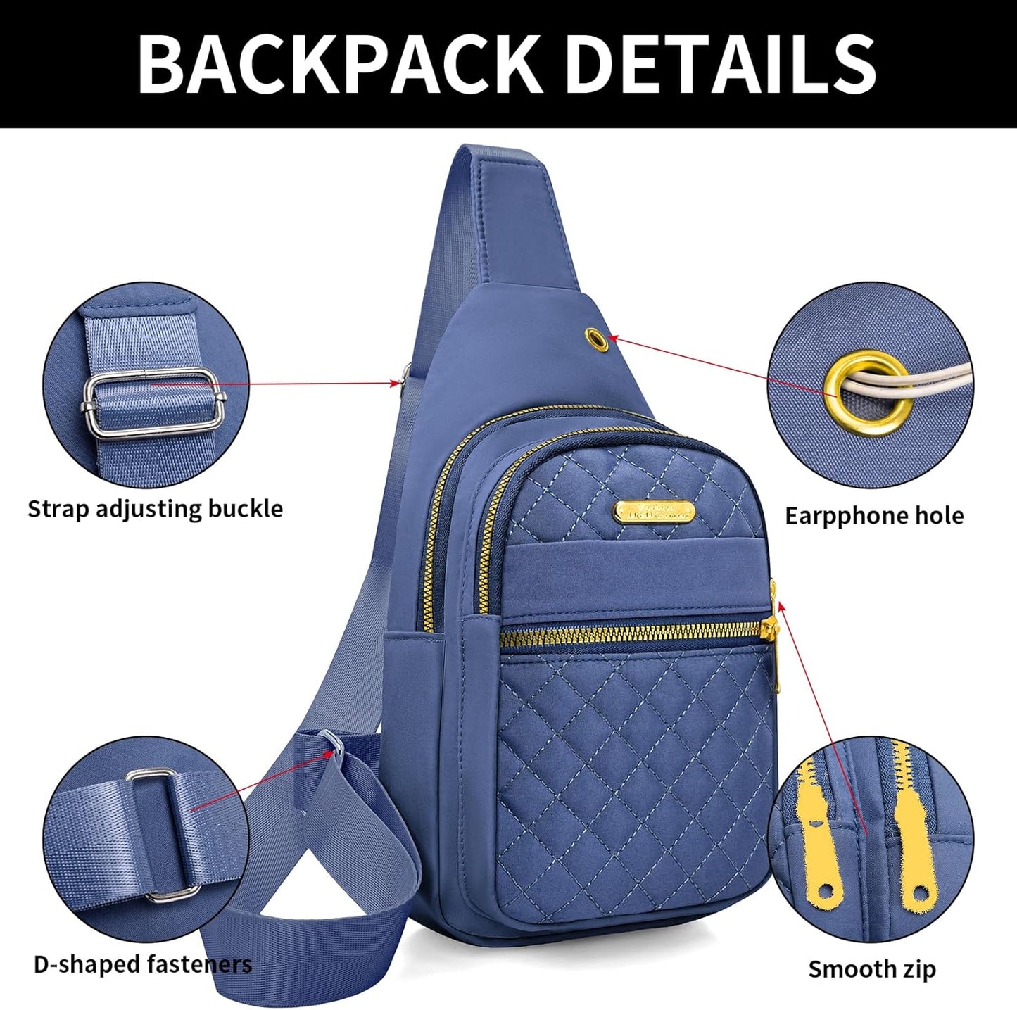 Small Sling Bag For Women Men Casual Crossbody Sling Backpack