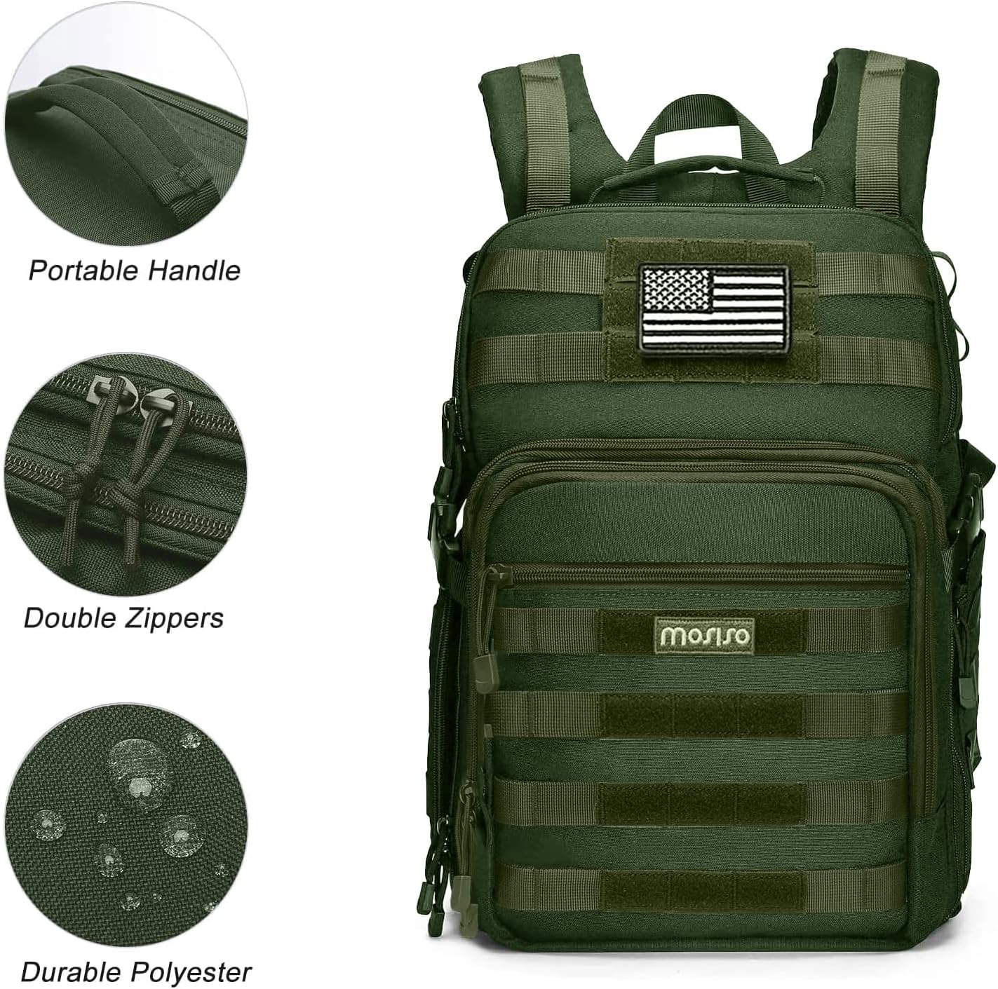 MOSISO Camera Backpack, DSLR/SLR/Mirrorless Tactical Camera Bag Case with Laptop Compartment Compatible with Canon/Nikon/Sony, Army Green