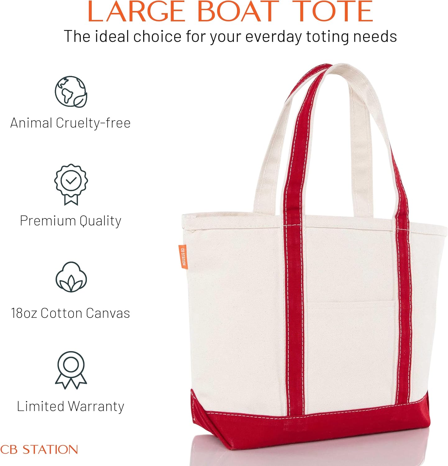 CB STATION Medium Classic Canvas Tote Bag for Women, Top Zipper Closure, Outer Pocket, Daily Essentials, Groceries, Traveling