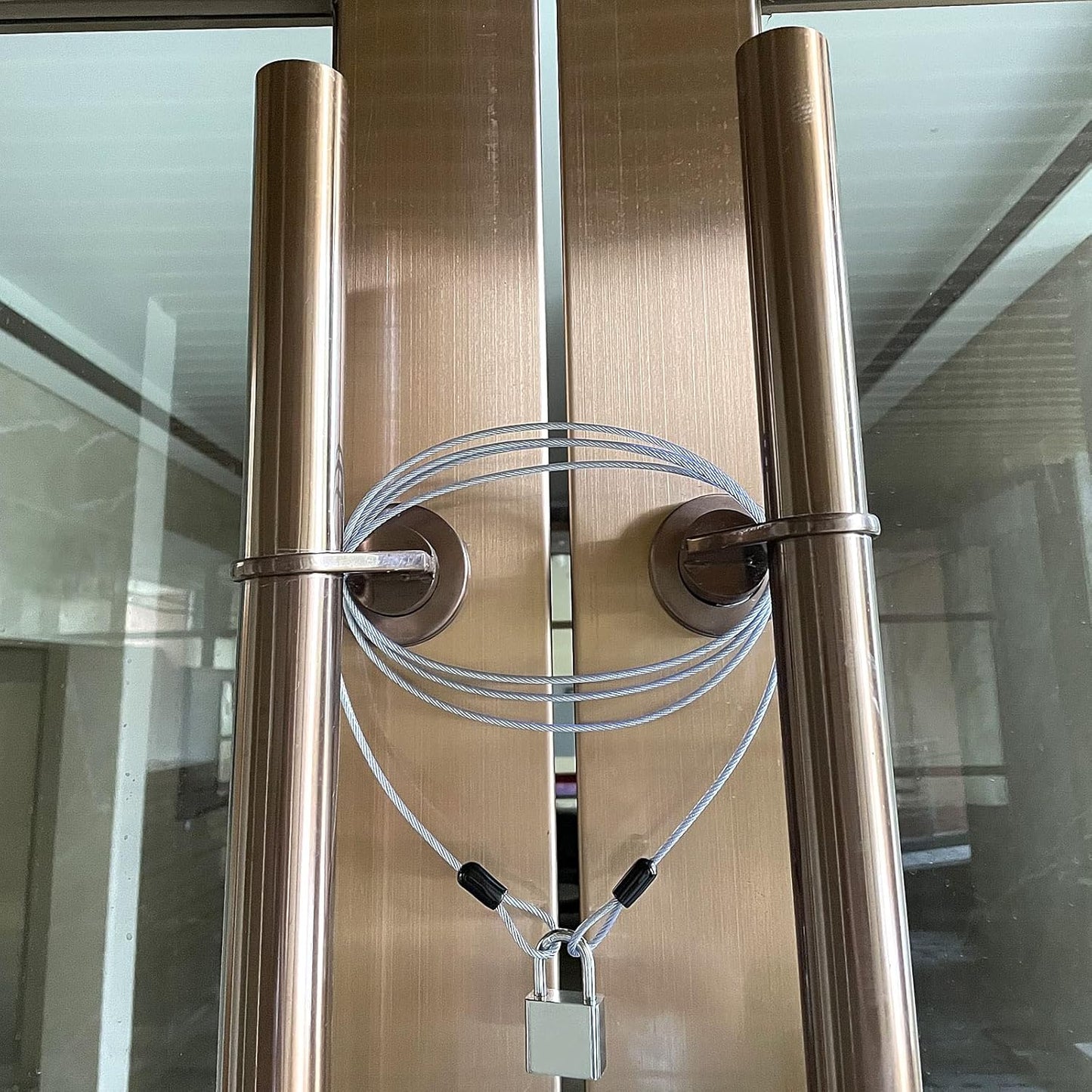 15FT 3mm Outdoor Travel Long Security Cable Lock,Braided Steel Coated Safety Cable Luggage Lock,Safety Cable Wire Rope Double Loop Lightweight (1 Pack)