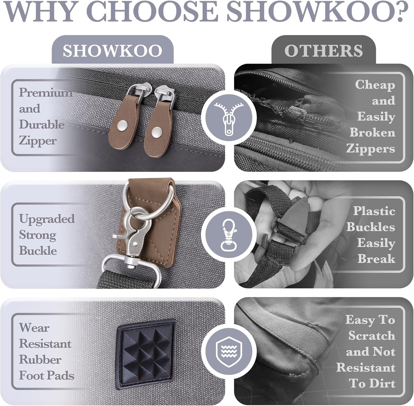 SHOWKOO Duffle Bag for Travel 60L Expandable Canvas Travel Bag Durable Vintage Weekender Overnight Carry On Bag for Men(Dark Gray)