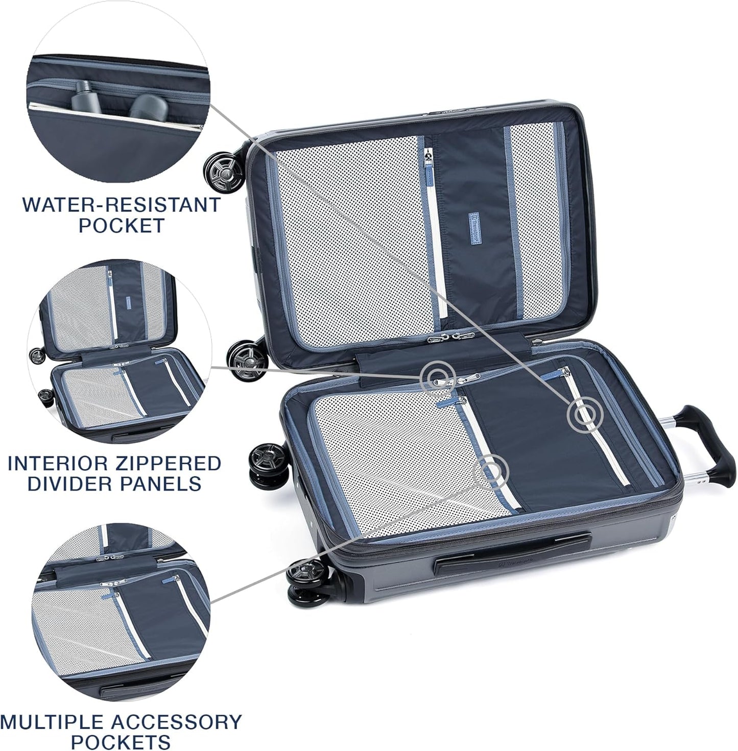 Travelpro Platinum Elite Hardside Expandable Carry on Luggage, 8 Wheel Spinner, TSA Lock, Hard Shell Polycarbonate Suitcase, Vintage Grey, Carry on 21-Inch