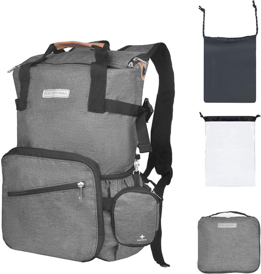 35L Foldable Waterproof Backpack For Outdoor Sports Travel Inside Wet Clothes Compartment Packable For Multiple