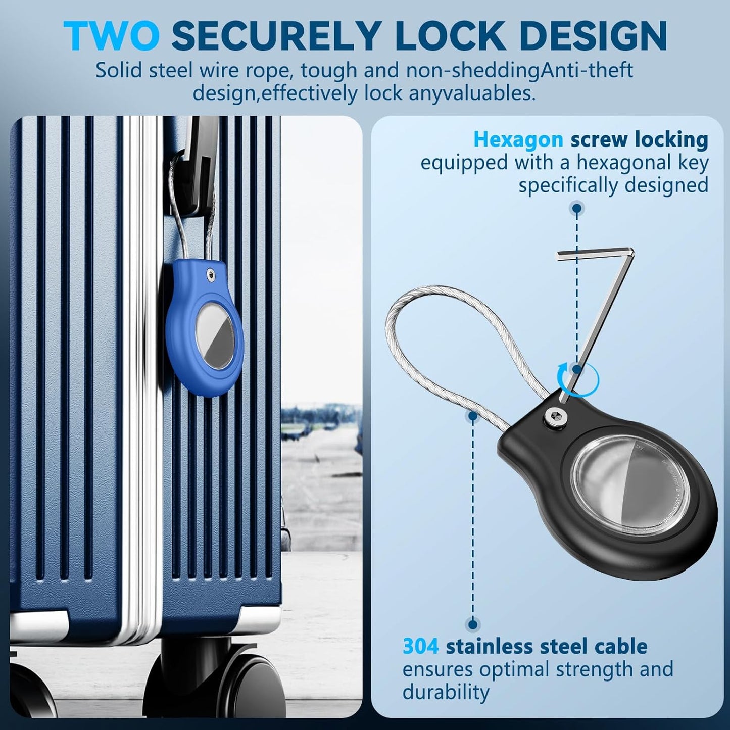 Waterproof Airtag Holder,4 Pack Airtag Case with Secure Lock,Airtags Keychain for Apple Air tags,Anti-Lost Protective Case Air tag Accessories for GPS Tracker Luggage,Bag,Key,Pet-Black/Blue/Green/Gray