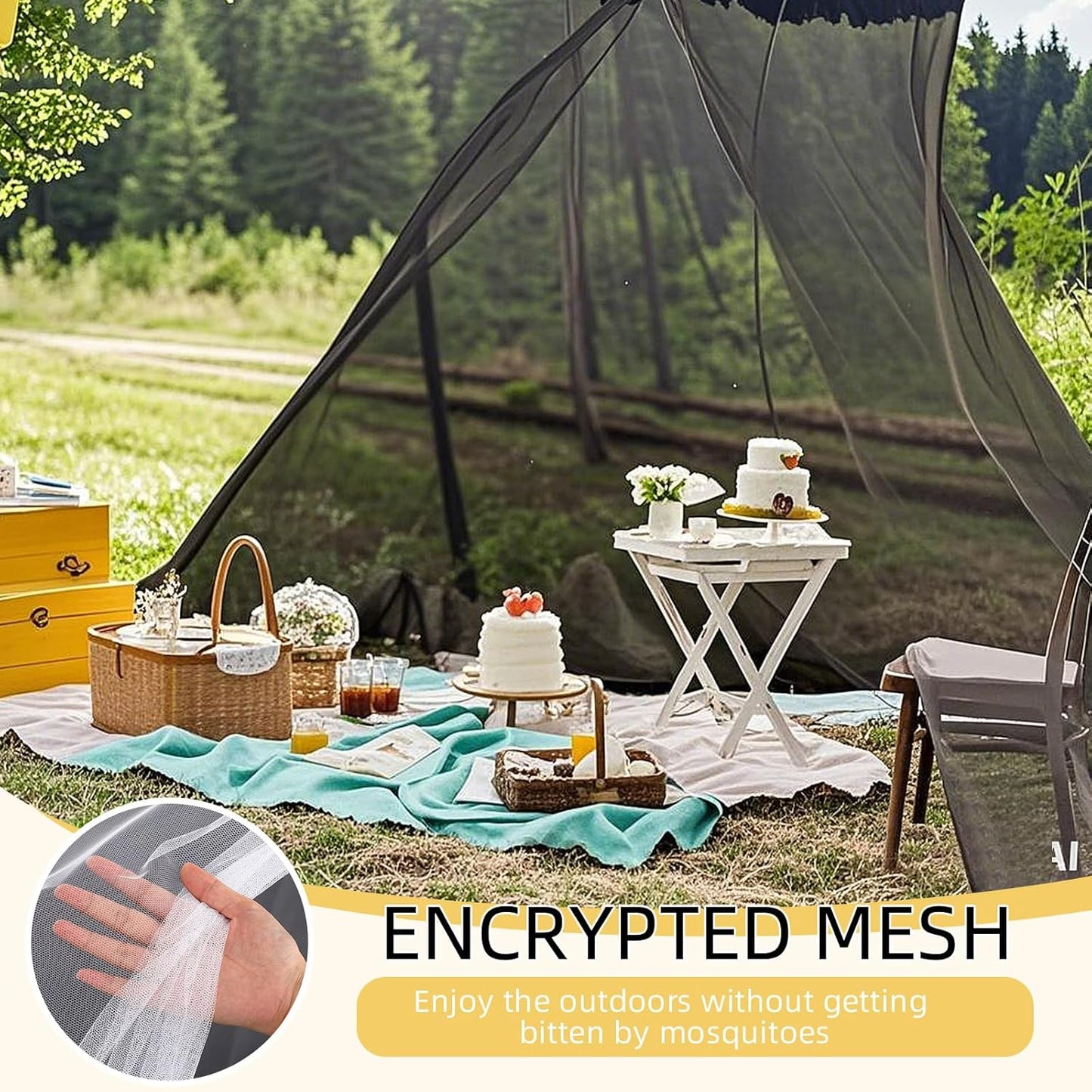 4 Corners Mosquito Net for Mosquiteros para Camas Bed Canopies Netting Bed Drapes Rectangular Mosquito Mesh for Camping Home Outdoor Travel(Black,L78 X W71 X H67 Inch,Opening)