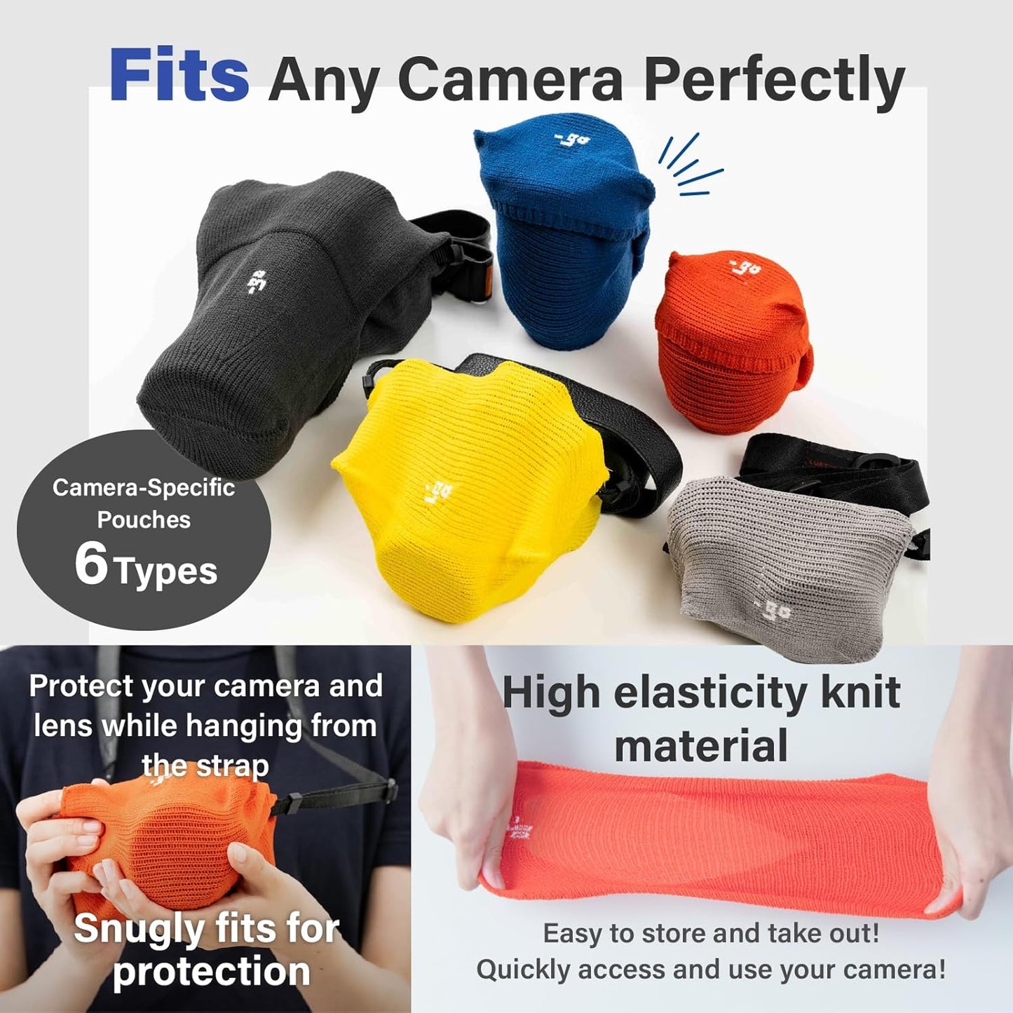 Camera Cover, Polygon W, Made in Japan, L size, Blue