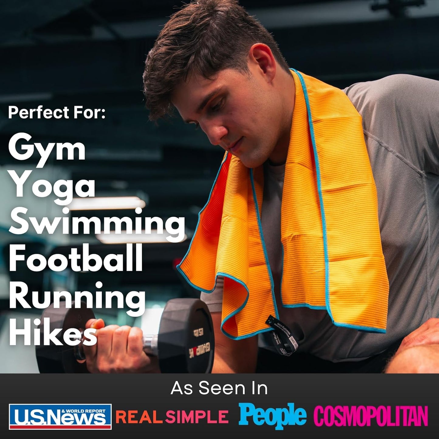 ECCOSOPHY Microfiber Beach Towel – Quick Dry Gym Towel, Highly Absorbent with Ribbed Texture, Lightweight – Ideal for Travel, Pool, Yoga, Fitness & Outdoor Adventures – 60x30 Creamsicle