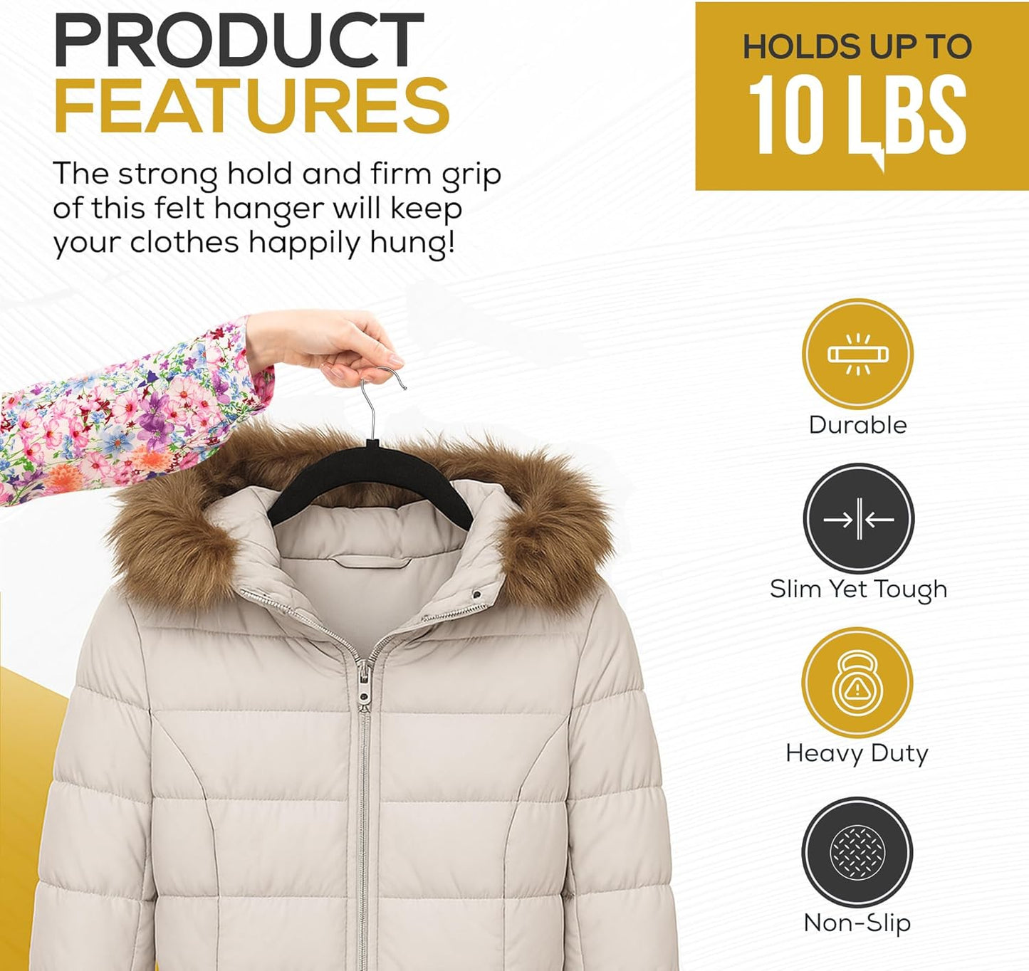 Premium Black Velvet Hangers 30 Pack – Space Saving Felt Hanger, Non Slip Clothes Hangers for Closet, Heavy Duty Hanger for Coats, Shirts & Pants, 360° Swivel Hook, Hold Up to 10lbs