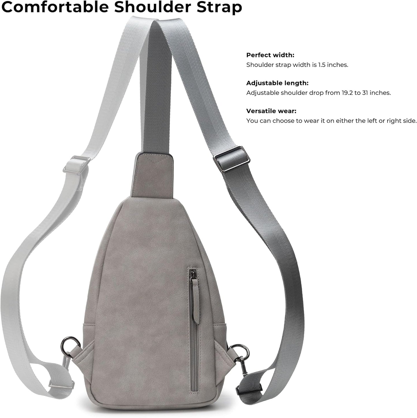 Alldaily Large Sling Bag for Women Crossbody Purse Leather Fashionable Trendy Chest Bag for Travel, Fanny Pack (Grey)