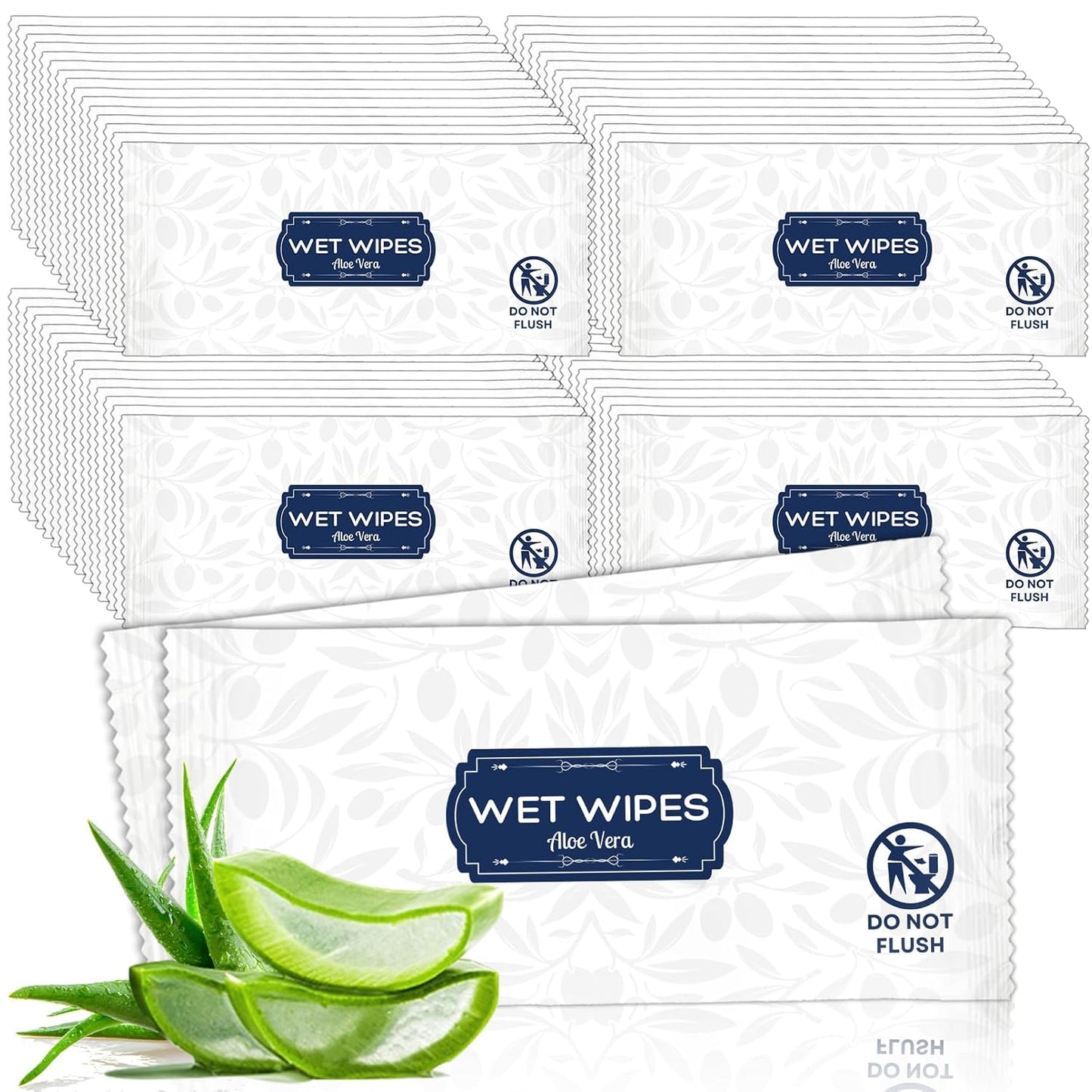 100 Pcs Wet Wipes Individually Wrapped, Aloe Vera Hand Wipe, Disposable Skin Cleansing Wipes, Travel Size Wipes Bulk for Hands, Butt, Daily Use, Restaurant, Barbecue (100 PCS)