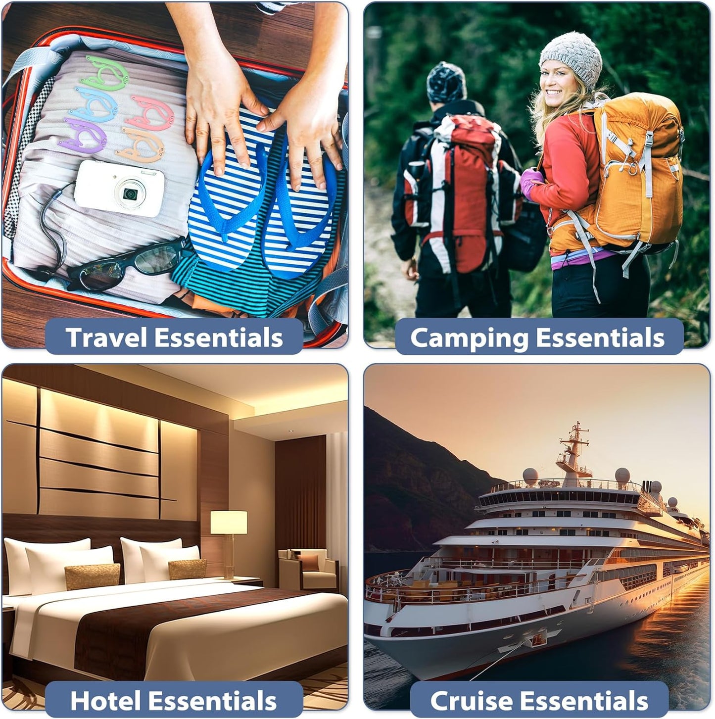 36 Pcs Travel Hangers Portable Foldable Travel Hanger Organizer, Plastic Cruise Ship Essentials Clothes Folding Hangers for Camping Flying RV Europe Vacation Essentials Suitcase, Vivid Black