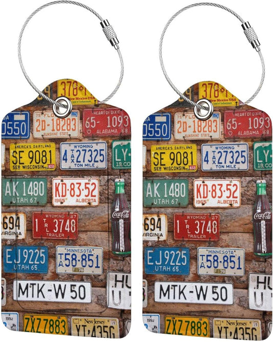 2 Pack Luggage Tags for Suitcases Women Men Kids, License Plates Bag Tags for Leather Luggage with Waterproof Suitcase Tags Privacy Cover Name ID Label Steel Loop for Travel Bag Suitcase
