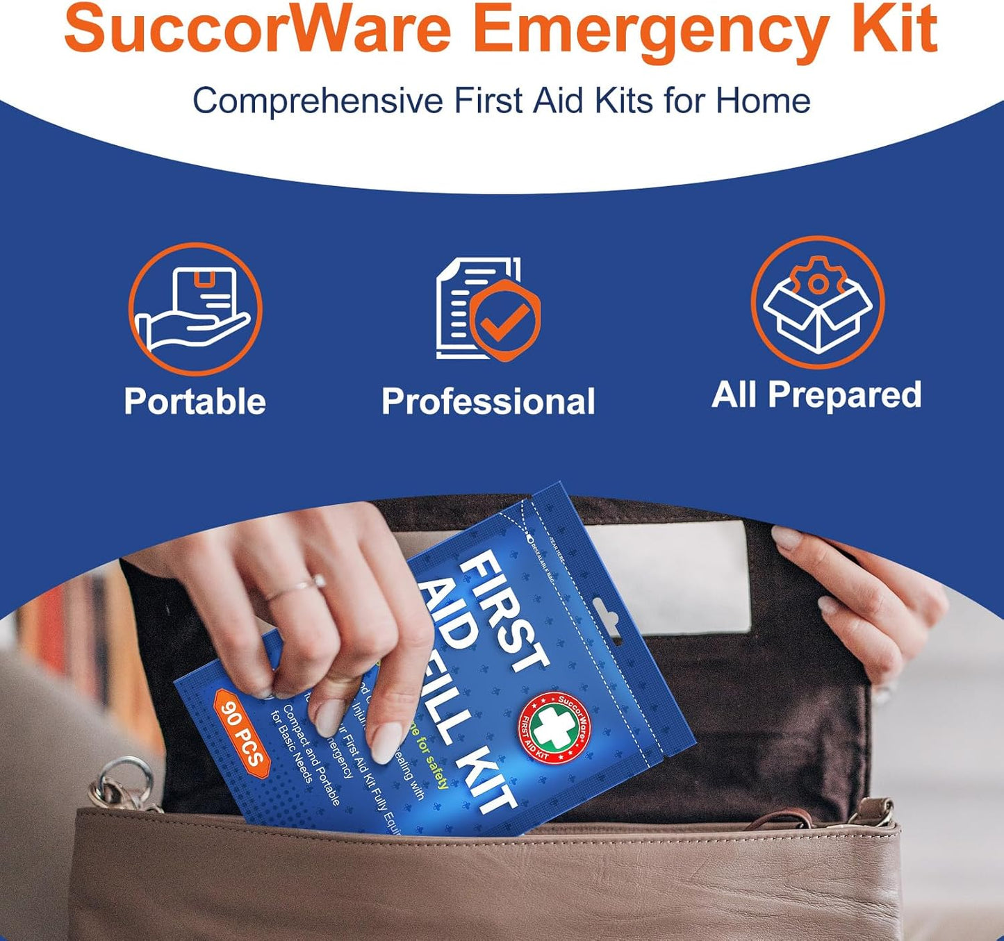 90 Pieces First Aid Refill Kit - Wound Care Kit Includes Bandages for Home, Travel, Hiking - Portable Replacement Kit for First Aid Medical Supplies（2 Set）