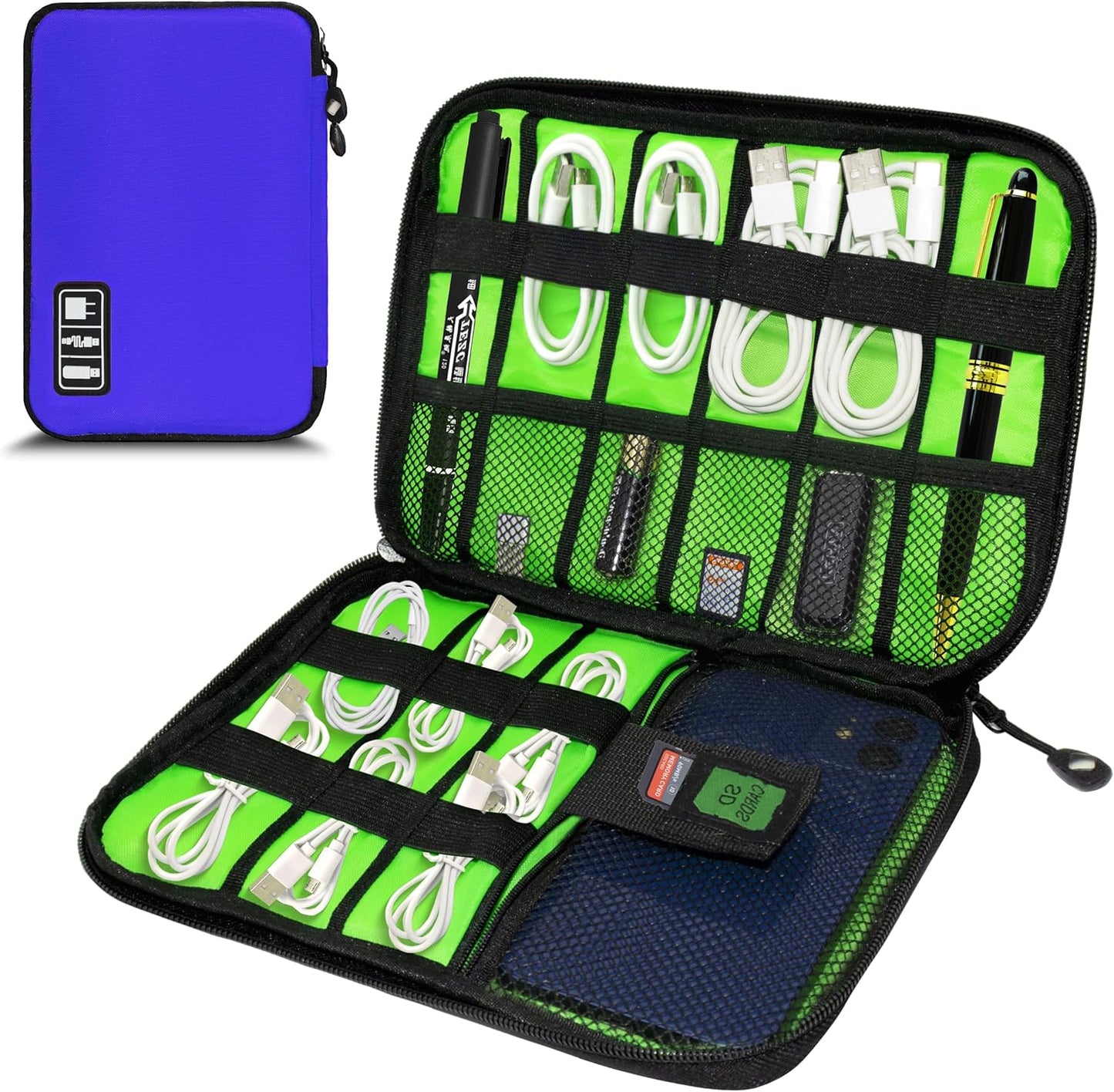 Electronics Organizer,Travel Cord Organizer Pouch, Portable Cable Organizer Bags,Travel Electronic Accessories Storage Case for Cables, Cords, Charger, Phone (Royal Blue)
